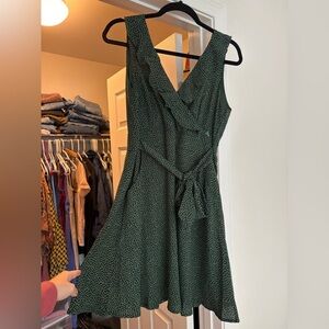 Chic Forest Green Polka Dot Midi Dress